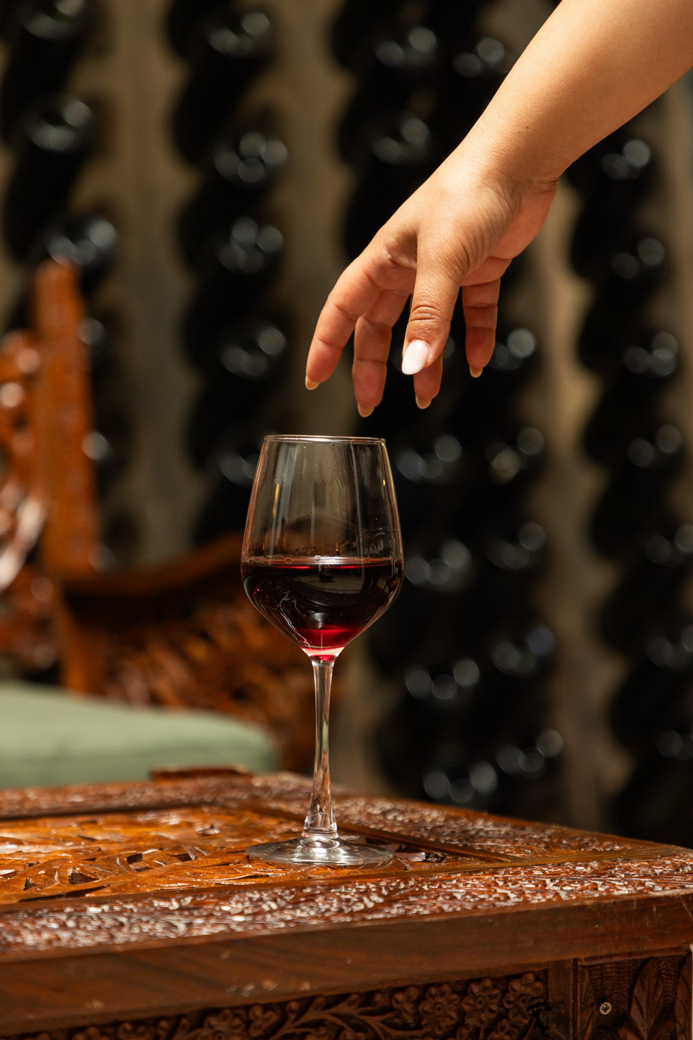 Red wine being poured at Yiarenis