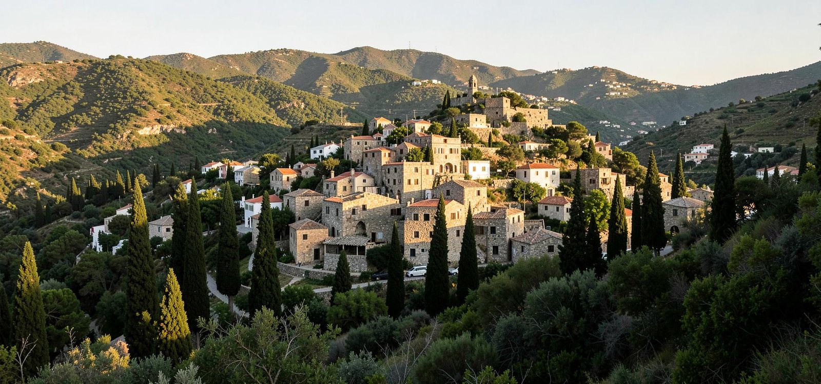 Apollona village in the hills of Rhodes