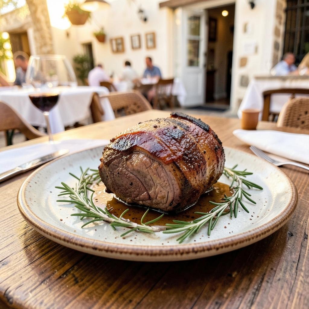 Slow-roasted lamb with rosemary