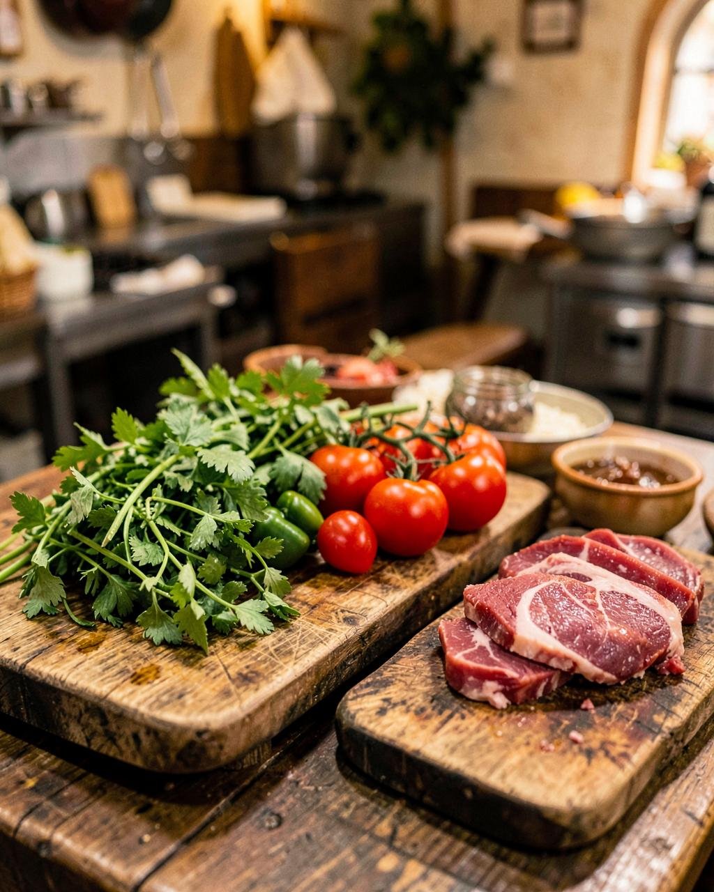 Fresh vegetables, herbs and premium cuts of meat